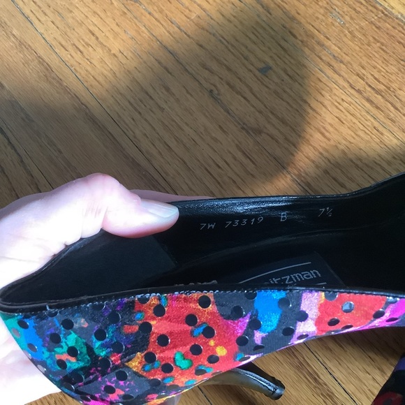 Vintage 90s Stuart Weitzman multicolored dotted heels size 7.5 - Picture 8 of 8
